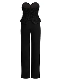 Applique-on-Lace Bustier Jumpsuit