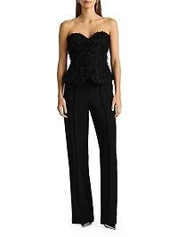 Applique-on-Lace Bustier Jumpsuit