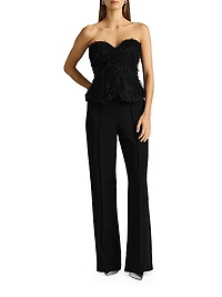 Applique-on-Lace Bustier Jumpsuit