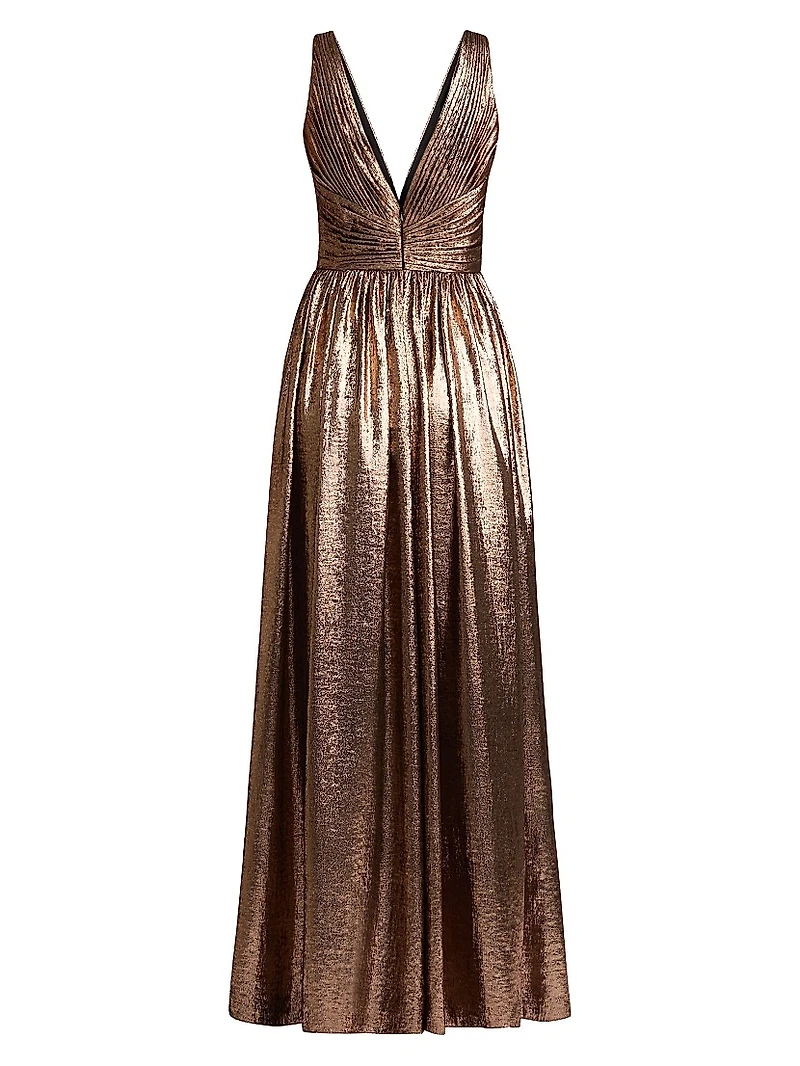 Metallic Pleated Gown
