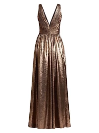 Metallic Pleated Gown