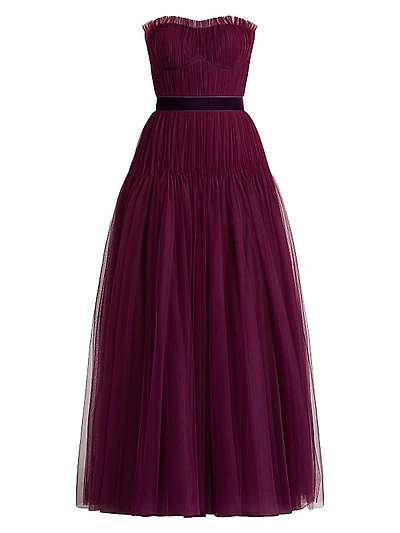 Pleated Tulle Couture Gown