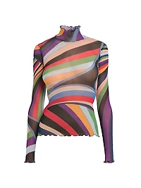 Parade Lettuce-Trim Turtleneck Top