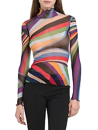 Parade Lettuce-Trim Turtleneck Top