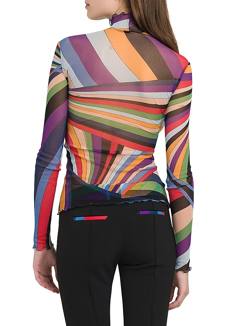 Parade Lettuce-Trim Turtleneck Top