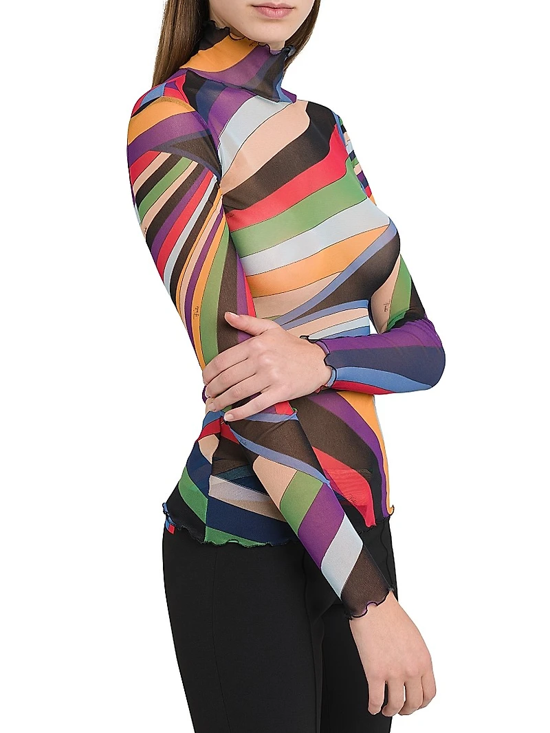 Parade Lettuce-Trim Turtleneck Top