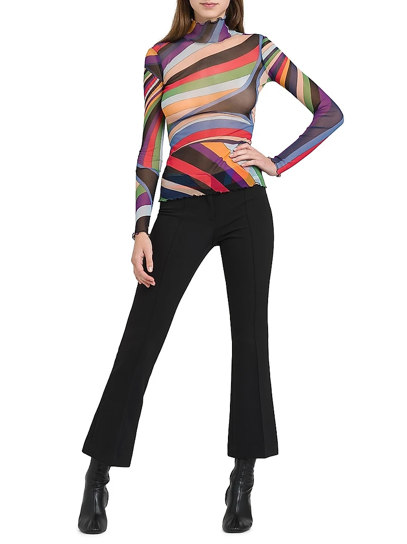 Parade Lettuce-Trim Turtleneck Top