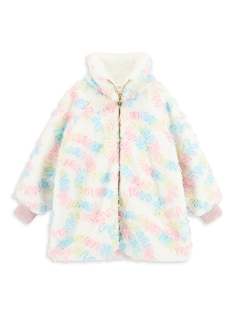 Baby Girl's, Little Girl's & Oscar Faux Fur Tulle-Trim Jacket