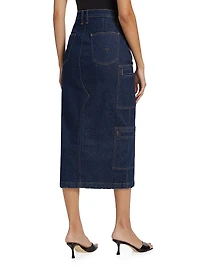 Cargo Denim Midi-Skirt