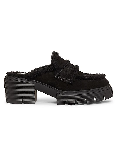 Lennox 30MM Shearling Suede Mules
