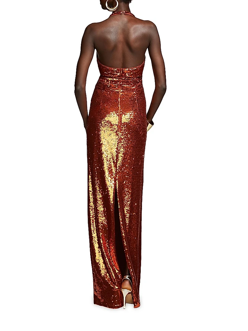 Mio Sequin Halterneck Gown