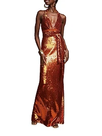 Mio Sequin Halterneck Gown