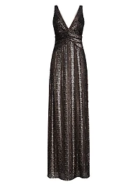 Esra Sequined V-Neck Gown