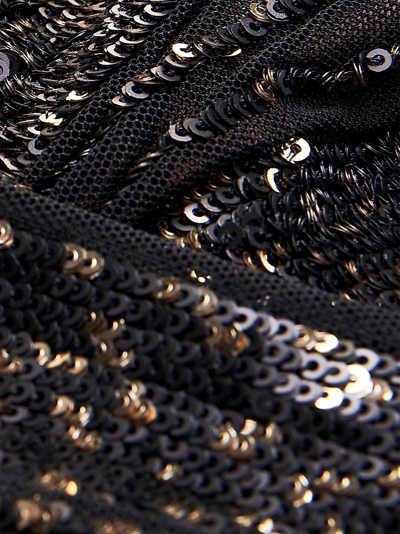 Esra Sequined V-Neck Gown