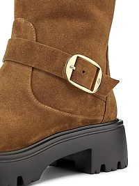 Emerson 50MM Buckle-Accented Suede Tall Boots