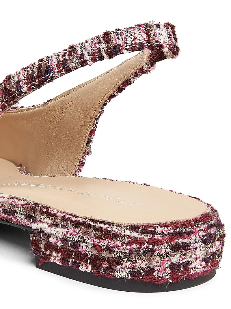 Sleek Bow Sparkle Tweed Slingback Flats