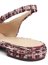 Sleek Bow Sparkle Tweed Slingback Flats