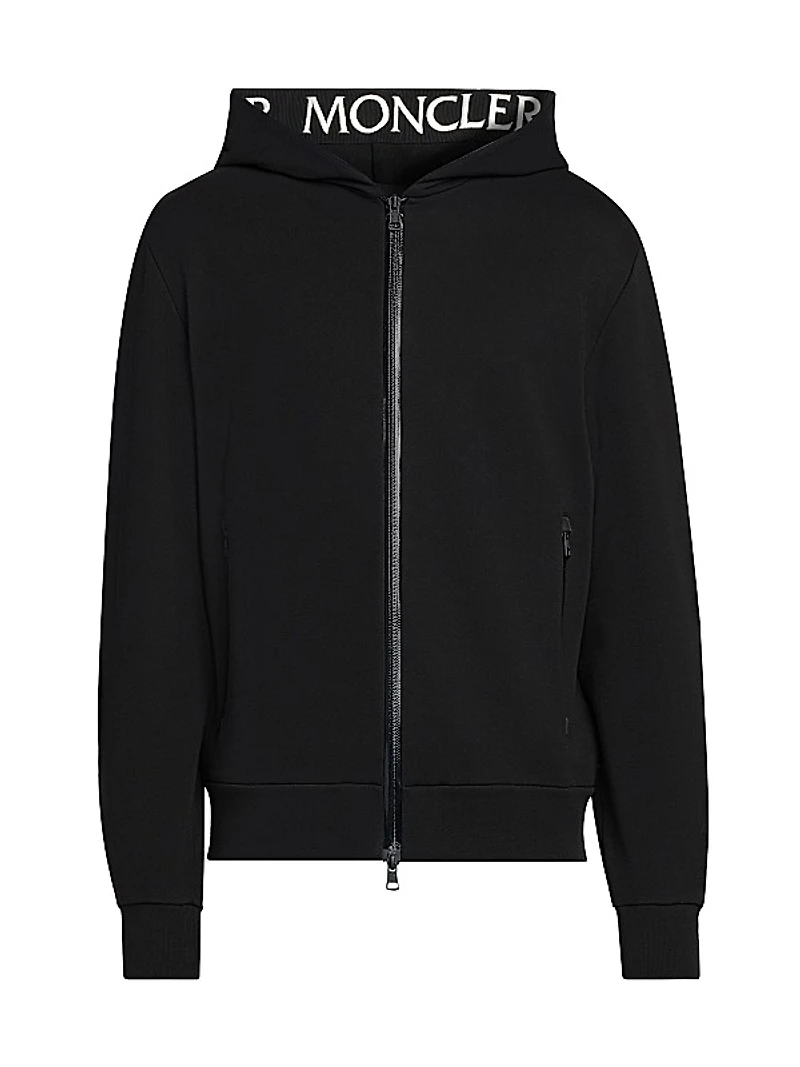 Logo Cotton Fleece Hooded Zip Up Cardigan