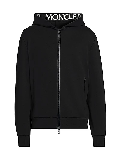 Logo Cotton Fleece Hooded Zip Up Cardigan