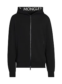 Logo Cotton Fleece Hooded Zip Up Cardigan