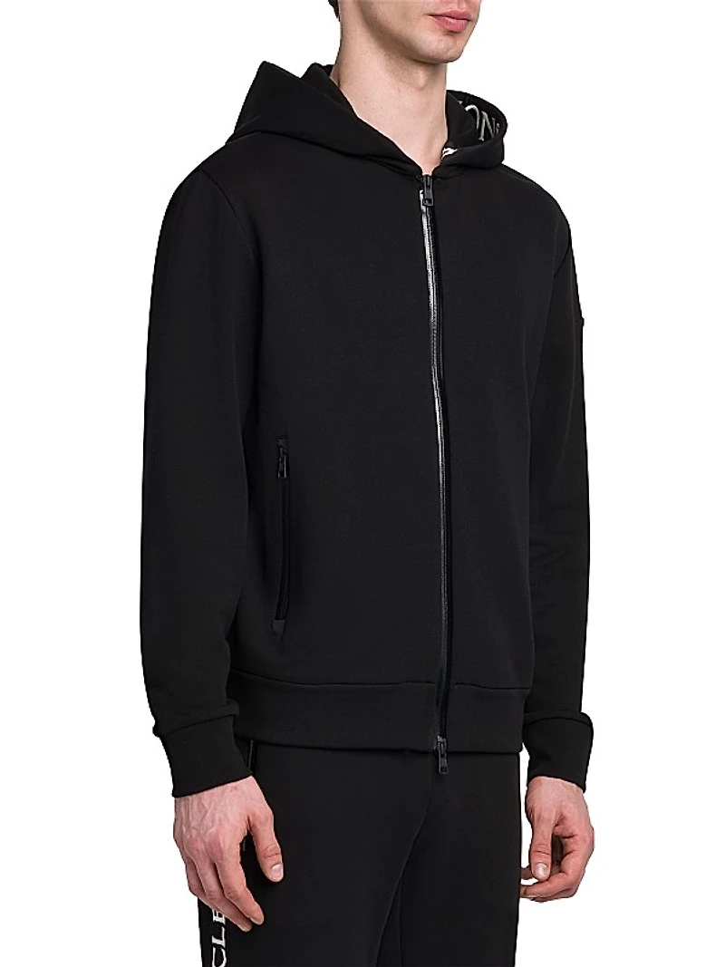 Logo Cotton Fleece Hooded Zip Up Cardigan