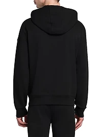 Logo Cotton Fleece Hooded Zip Up Cardigan