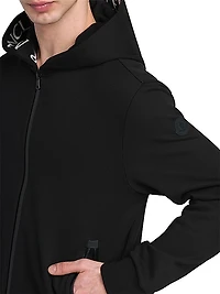 Logo Cotton Fleece Hooded Zip Up Cardigan