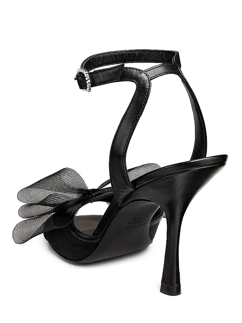 Blushing Bow 100MM Mesh & Leather Sandals