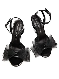 Blushing Bow 100MM Mesh & Leather Sandals