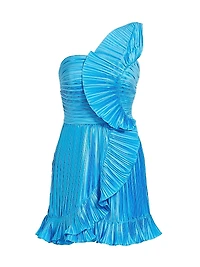 Kelce Pleated One-Shoulder Minidress