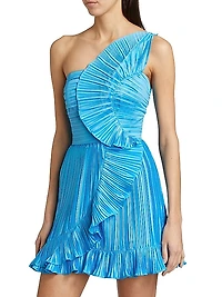 Kelce Pleated One-Shoulder Minidress