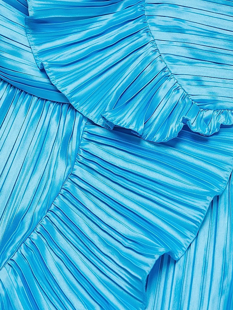 Kelce Pleated One-Shoulder Minidress