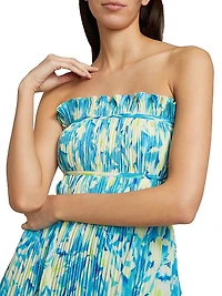 Scottie Floral Pleated Strapless Midi-Dress