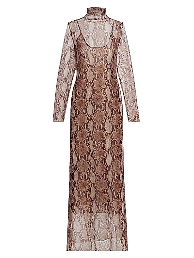 Zesty Snake Mesh Maxi Dress
