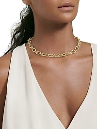 Oval Link Chain Necklace in 18K Yellow Gold, 16MM