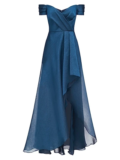 Cecilia Jacquard Off-The-Shoulder Gown