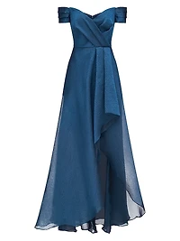 Cecilia Jacquard Off-The-Shoulder Gown