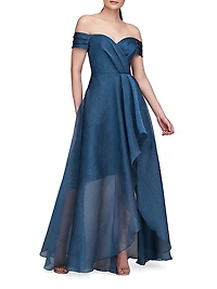 Cecilia Jacquard Off-The-Shoulder Gown