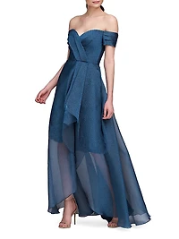 Cecilia Jacquard Off-The-Shoulder Gown