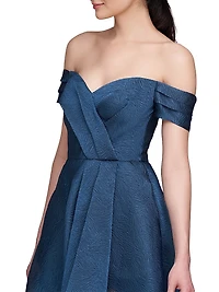 Cecilia Jacquard Off-The-Shoulder Gown