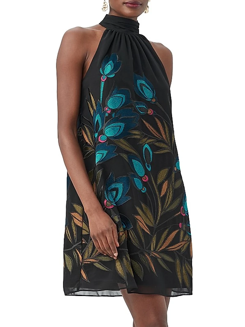 Zana Floral-Embroidered Minidress