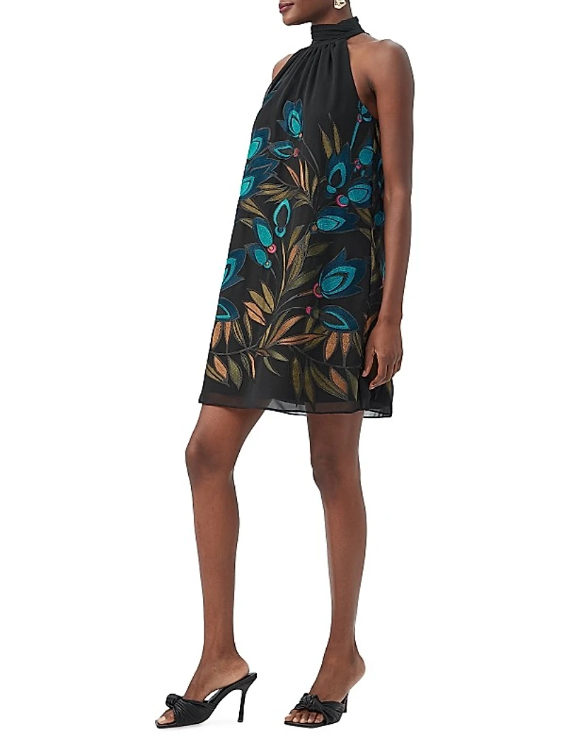 Zana Floral-Embroidered Minidress