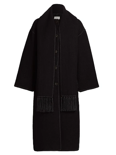 Embroidered Scarf Coat