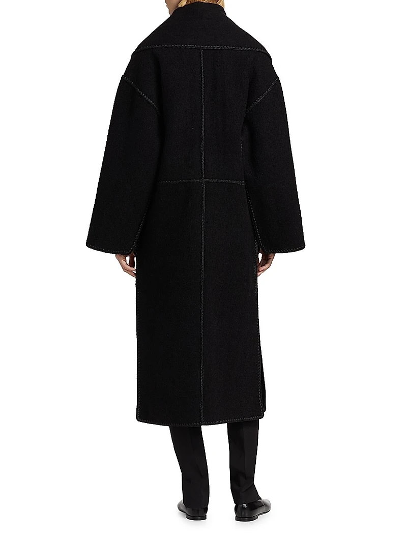 Embroidered Scarf Coat