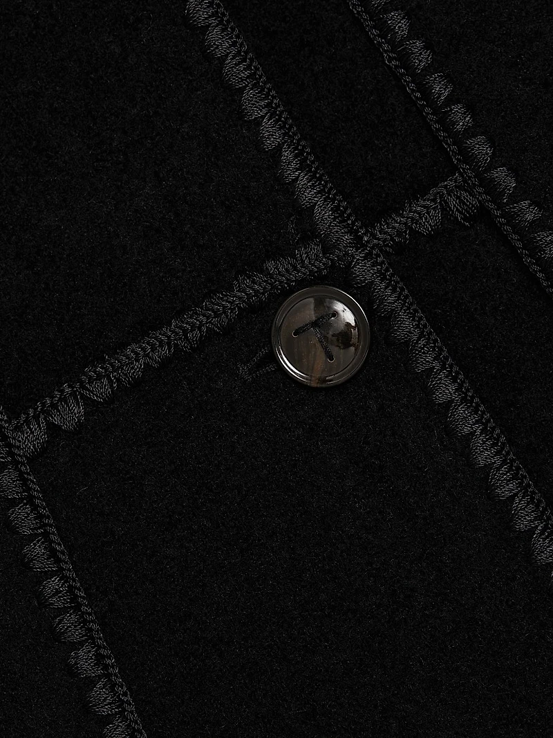 Embroidered Scarf Coat