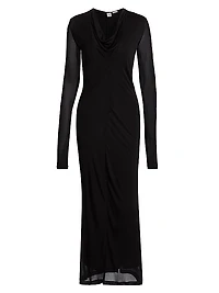 Draped V-Neck Maxi Dress