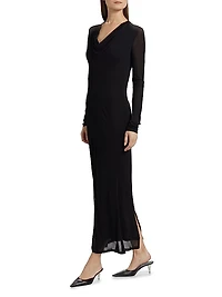 Draped V-Neck Maxi Dress