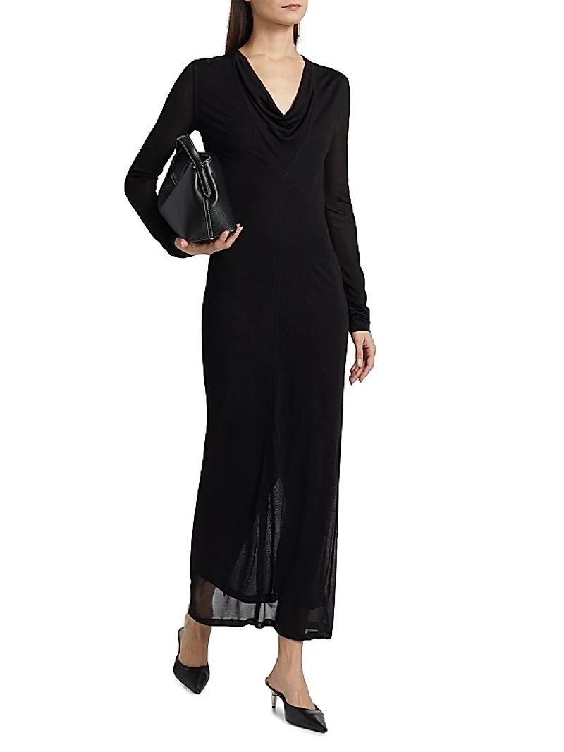 Draped V-Neck Maxi Dress
