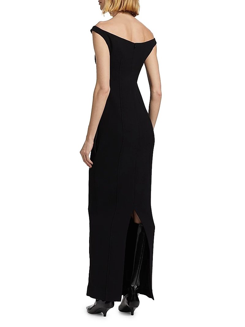 Curved Off-Shoulder Gown