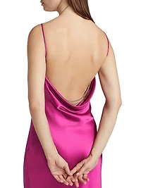 Antione Crystal Satin Cowlneck Midi-Dress